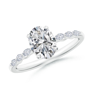 8x6mm HSI2 Oval Diamond Engagement Ring with Marquise Accents in P950 Platinum