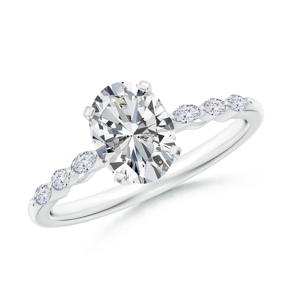 8x6mm HSI2 Oval Diamond Engagement Ring with Marquise Accents in P950 Platinum 