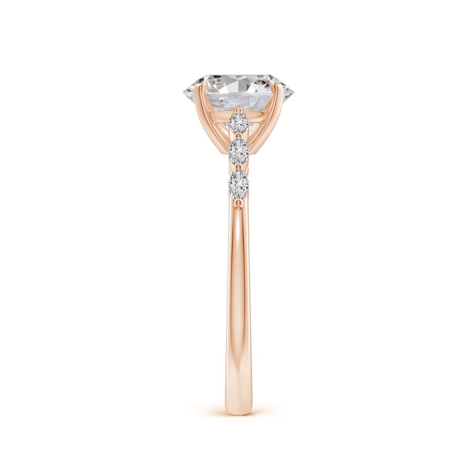 8x6mm IJI1I2 Oval Diamond Engagement Ring with Marquise Accents in Rose Gold side 299
