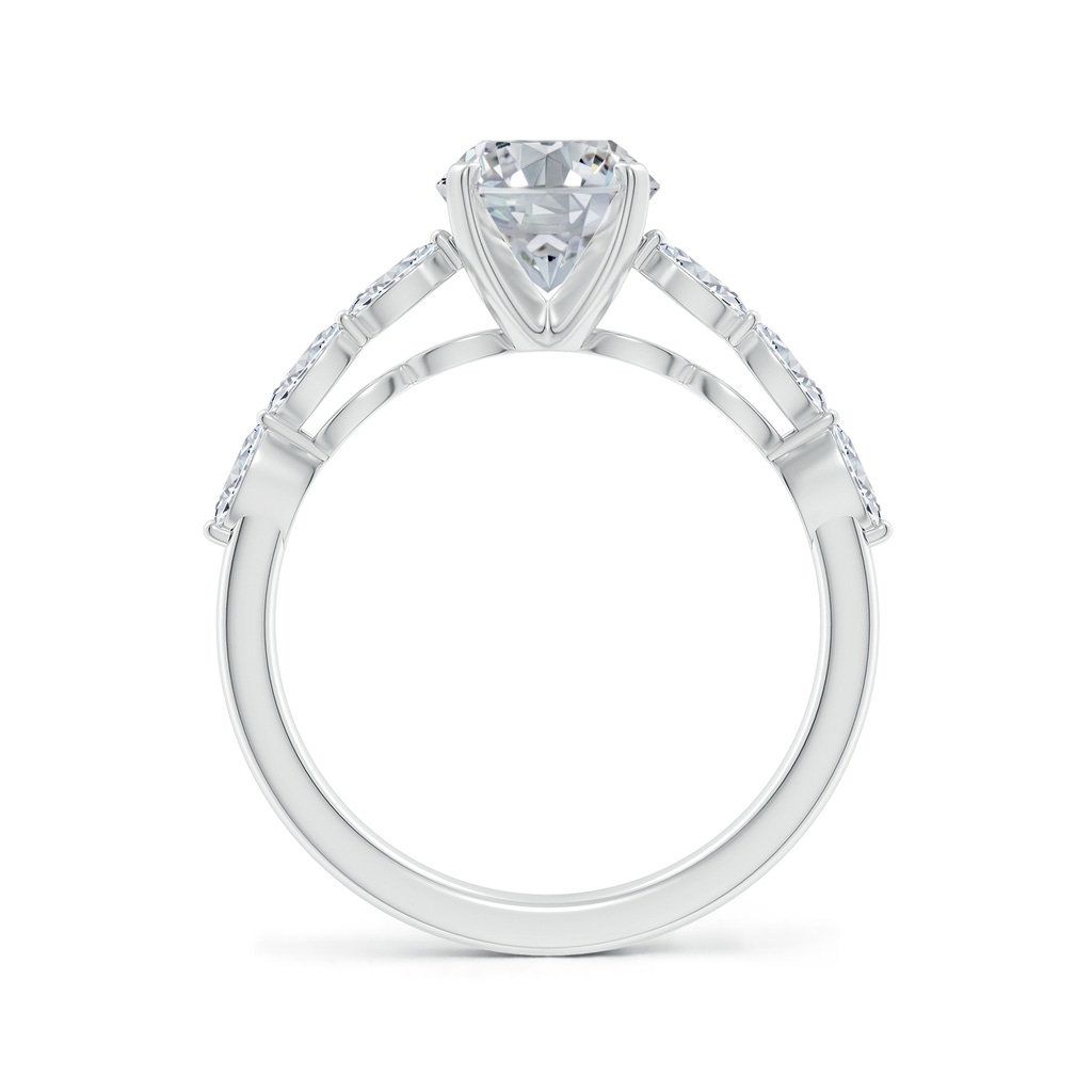 9x7mm HSI2 Oval Diamond Engagement Ring with Marquise Accents in White Gold - side 199