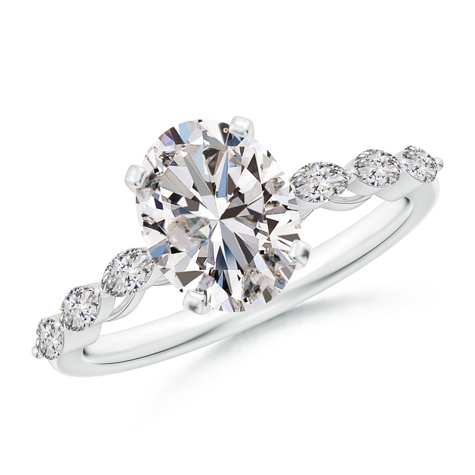 9x7mm IJI1I2 Oval Diamond Engagement Ring with Marquise Accents in P950 Platinum 