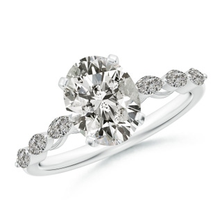 9x7mm KI3 Oval Diamond Engagement Ring with Marquise Accents in P950 Platinum