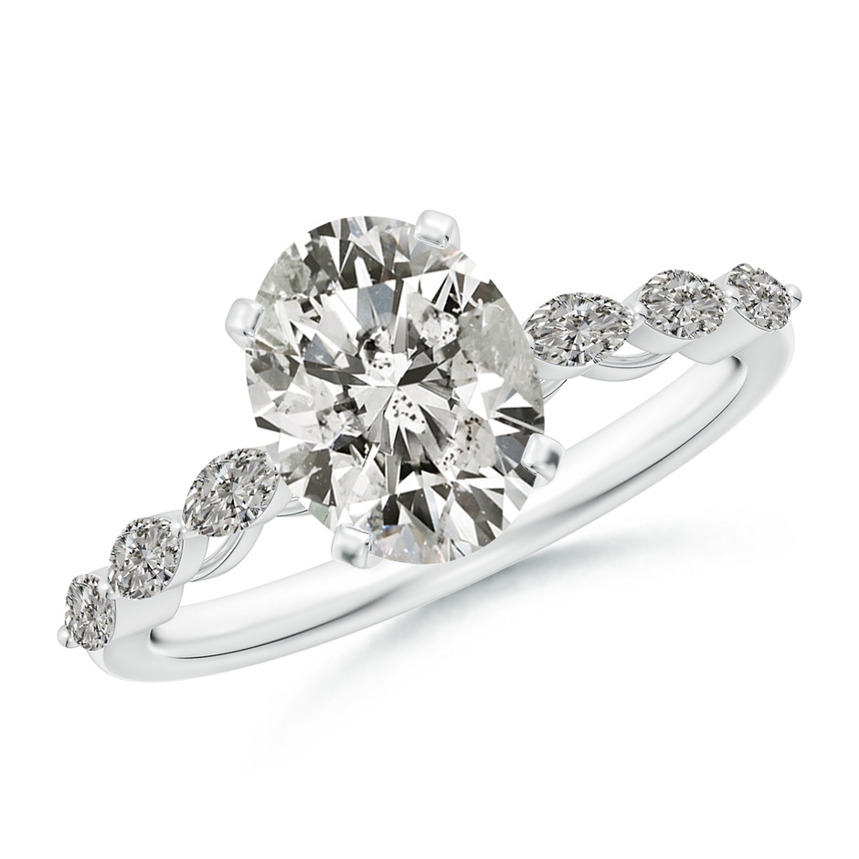 9x7mm KI3 Oval Diamond Engagement Ring with Marquise Accents in P950 Platinum 