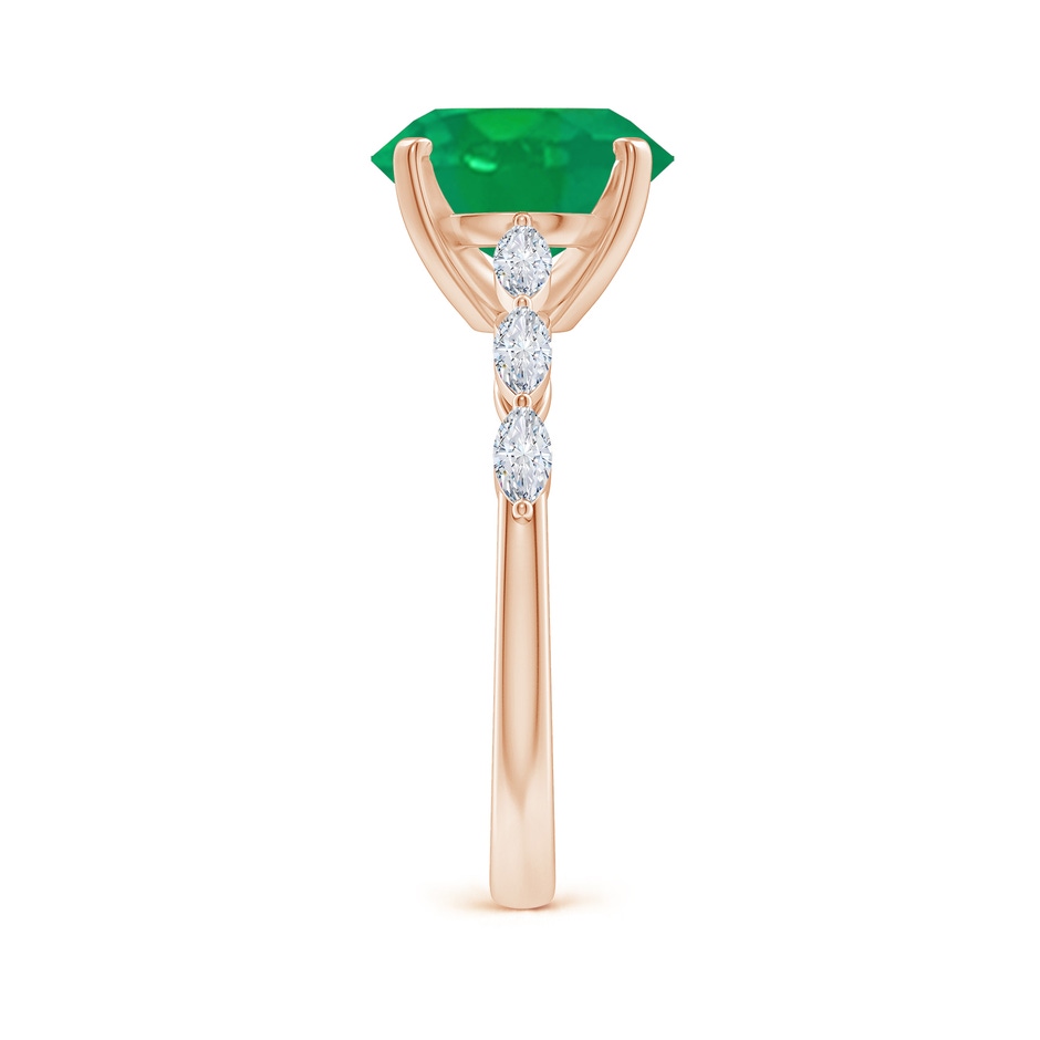 10x8mm AA Oval Emerald Engagement Ring with Marquise Diamonds in Rose Gold side 299
