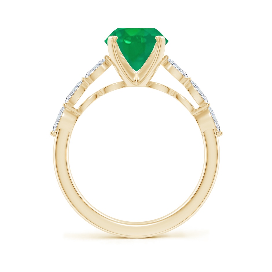 10x8mm AA Oval Emerald Engagement Ring with Marquise Diamonds in Yellow Gold side 199