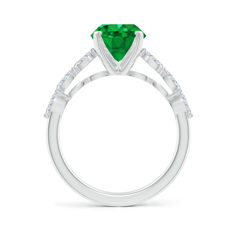 10x8mm AAA Oval Emerald Engagement Ring with Marquise Diamonds in P950 Platinum side 199