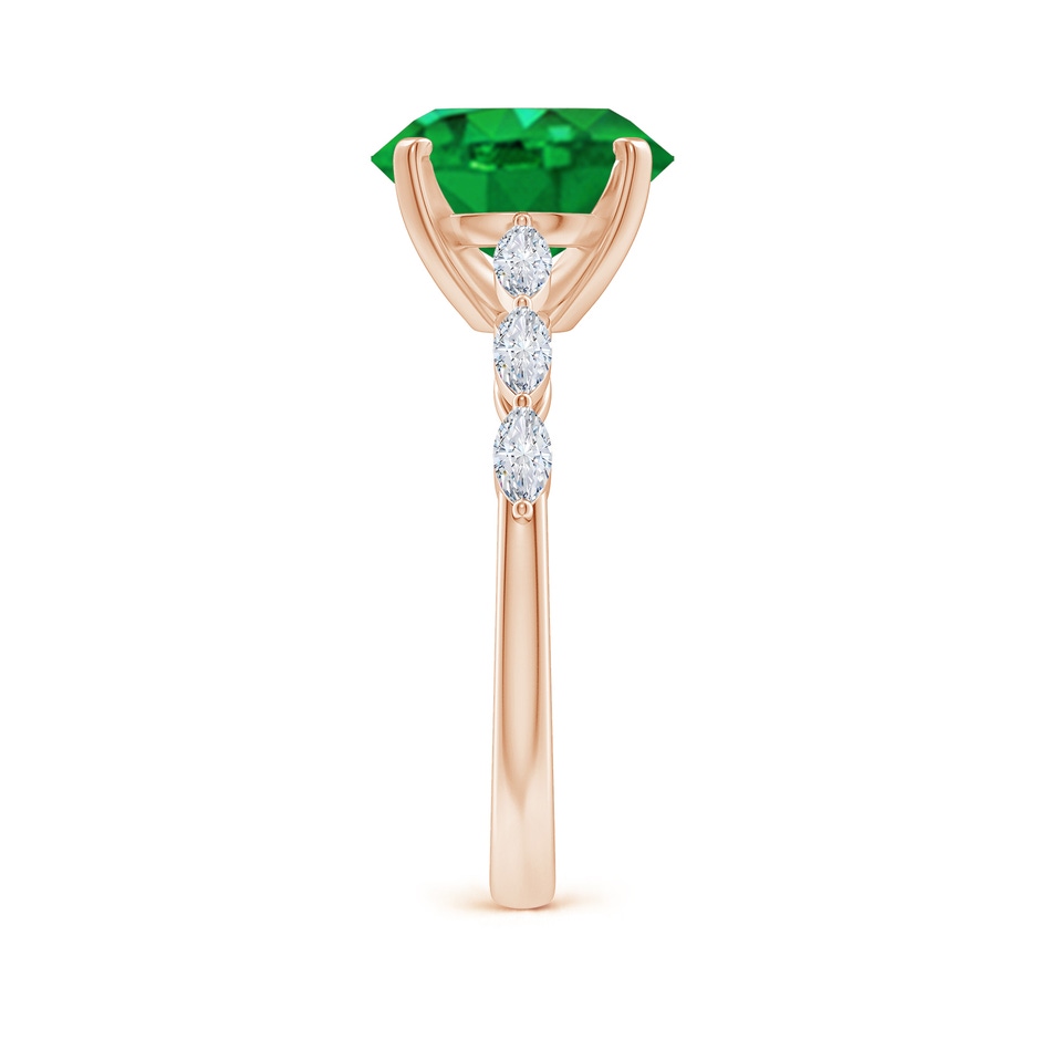 10x8mm AAA Oval Emerald Engagement Ring with Marquise Diamonds in Rose Gold side 299