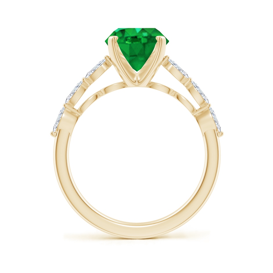10x8mm AAA Oval Emerald Engagement Ring with Marquise Diamonds in Yellow Gold side 199