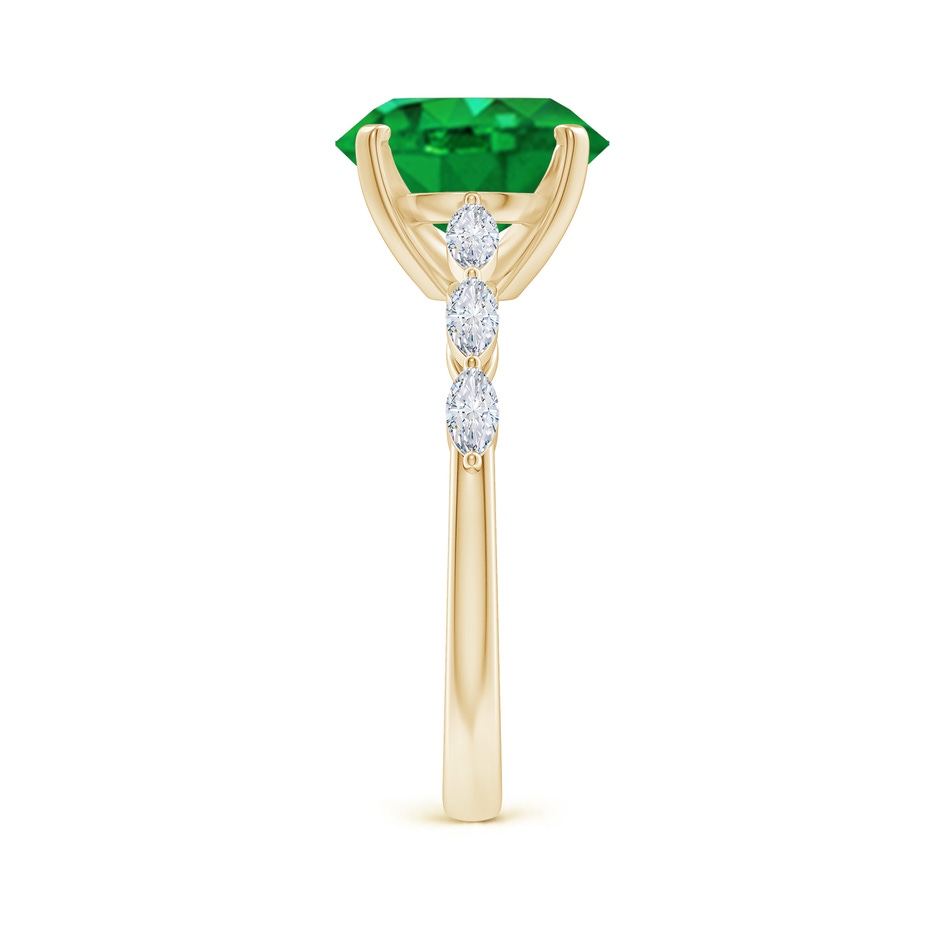 10x8mm AAA Oval Emerald Engagement Ring with Marquise Diamonds in Yellow Gold side 299