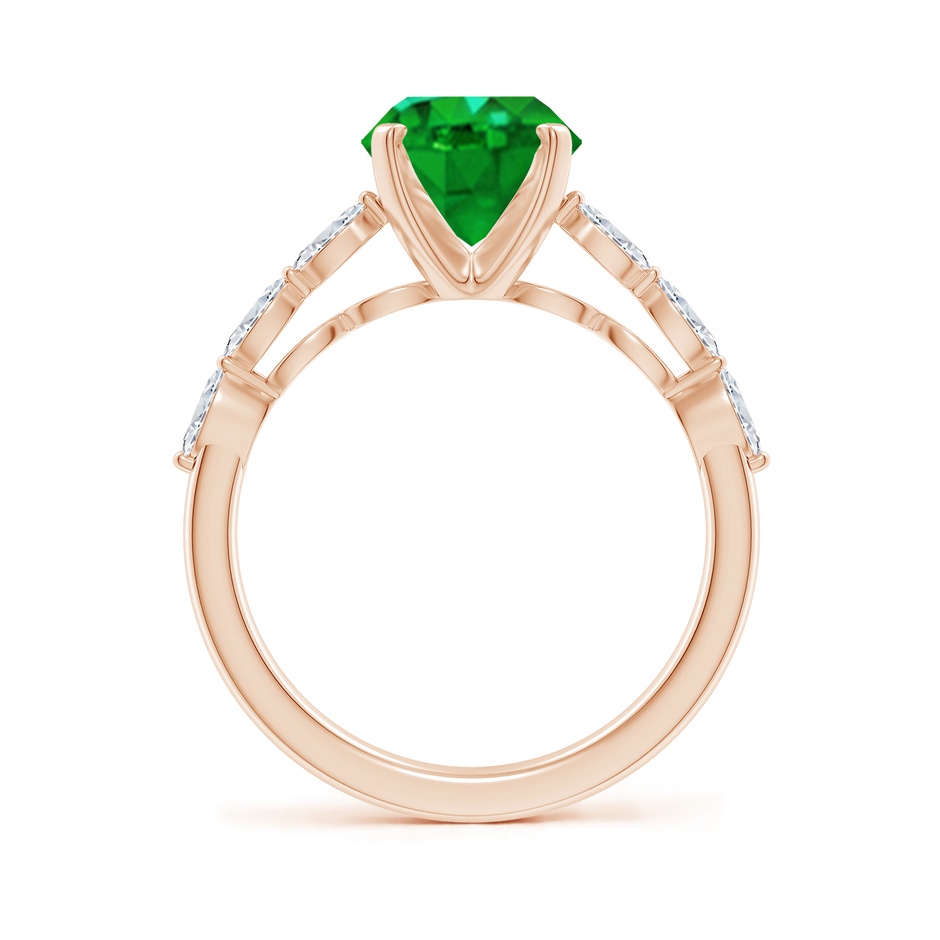 10x8mm AAAA Oval Emerald Engagement Ring with Marquise Diamonds in Rose Gold side 199