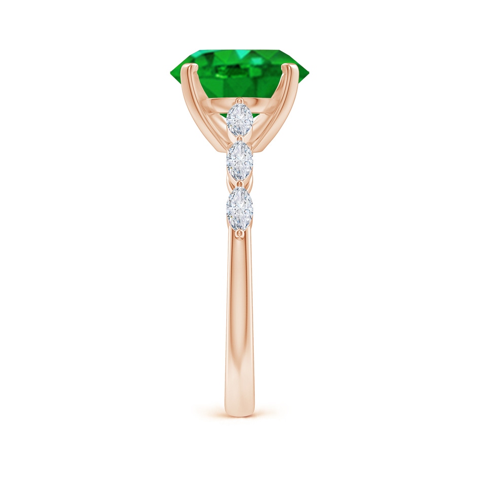 10x8mm AAAA Oval Emerald Engagement Ring with Marquise Diamonds in Rose Gold side 299