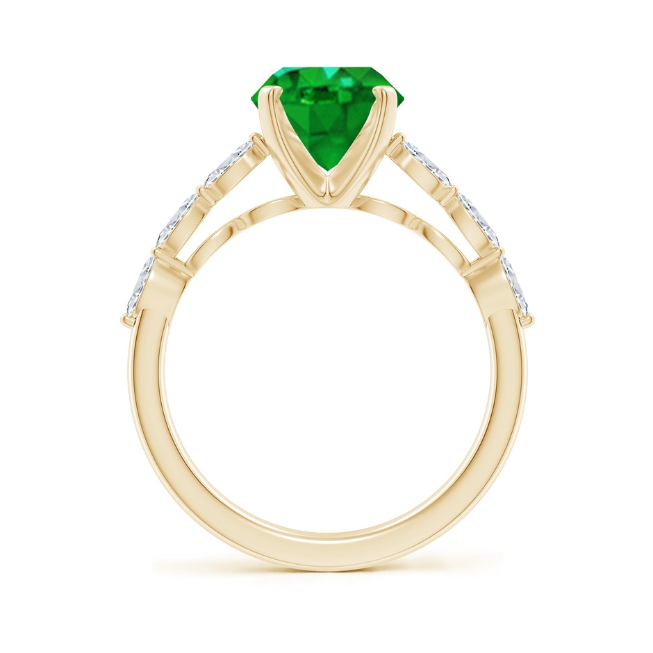 10x8mm AAAA Oval Emerald Engagement Ring with Marquise Diamonds in Yellow Gold side 199