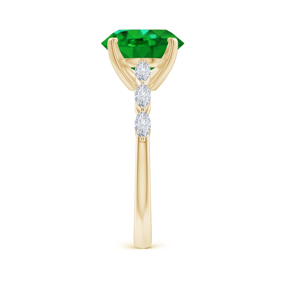 10x8mm AAAA Oval Emerald Engagement Ring with Marquise Diamonds in Yellow Gold side 299