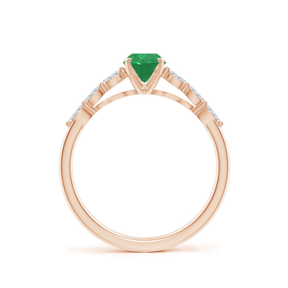 7x5mm A Oval Emerald Engagement Ring with Marquise Diamonds in Rose Gold side 199