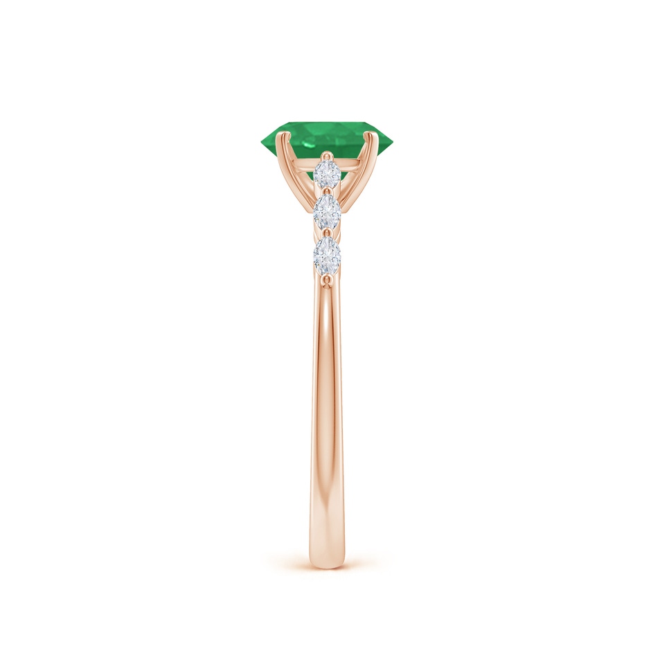 7x5mm A Oval Emerald Engagement Ring with Marquise Diamonds in Rose Gold side 299