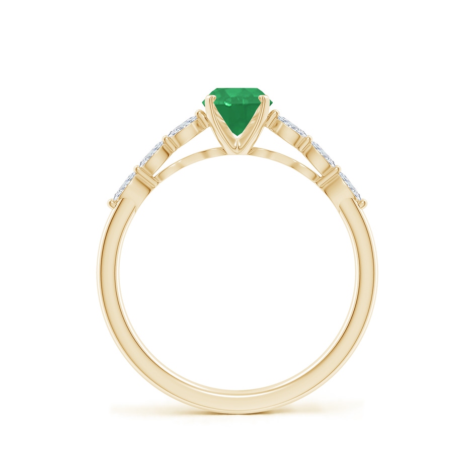 7x5mm A Oval Emerald Engagement Ring with Marquise Diamonds in Yellow Gold side 199
