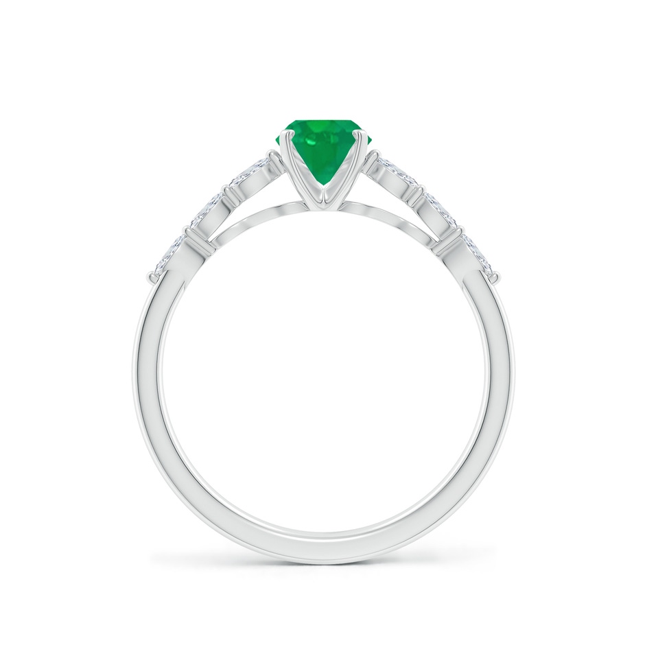 7x5mm AA Oval Emerald Engagement Ring with Marquise Diamonds in P950 Platinum side 199