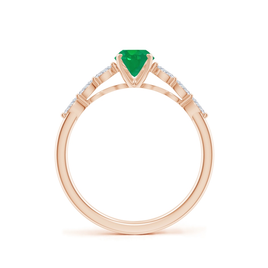 7x5mm AA Oval Emerald Engagement Ring with Marquise Diamonds in Rose Gold side 199