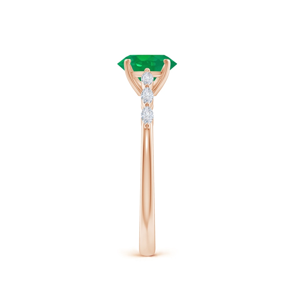 7x5mm AA Oval Emerald Engagement Ring with Marquise Diamonds in Rose Gold side 299
