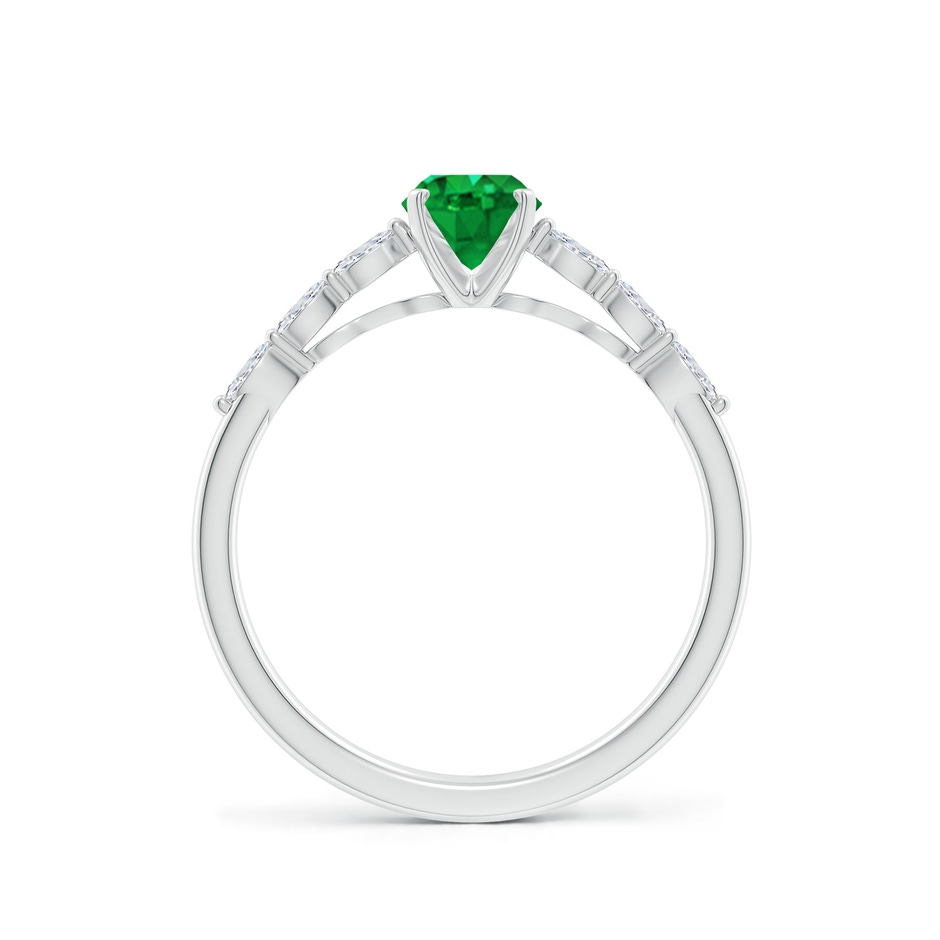 7x5mm AAA Oval Emerald Engagement Ring with Marquise Diamonds in White Gold side 199