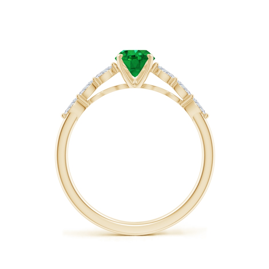 7x5mm AAA Oval Emerald Engagement Ring with Marquise Diamonds in Yellow Gold side 199