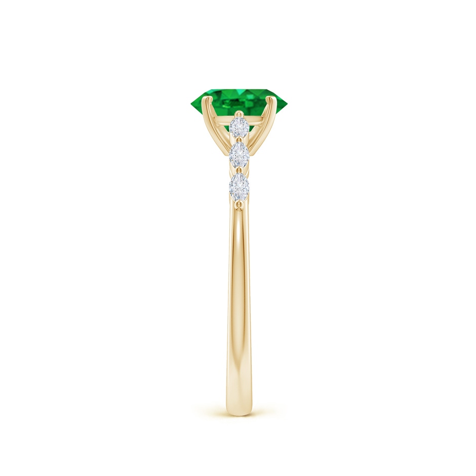 7x5mm AAA Oval Emerald Engagement Ring with Marquise Diamonds in Yellow Gold side 299