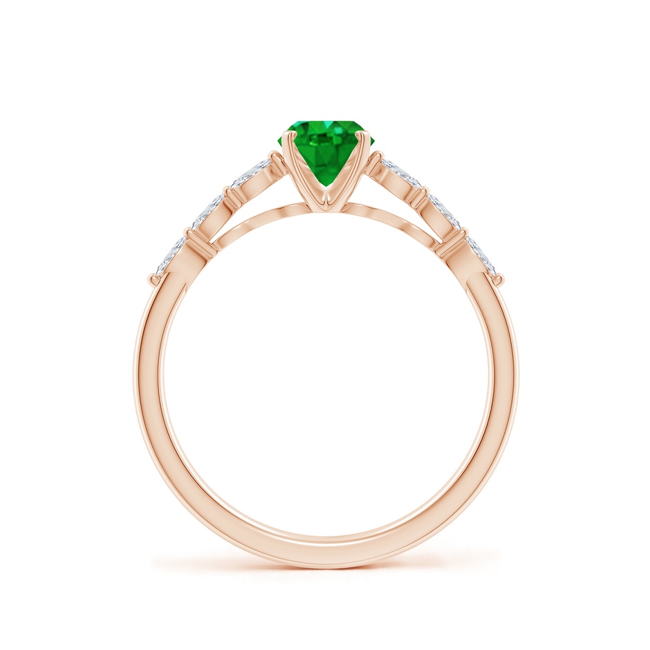 7x5mm AAAA Oval Emerald Engagement Ring with Marquise Diamonds in Rose Gold side 199