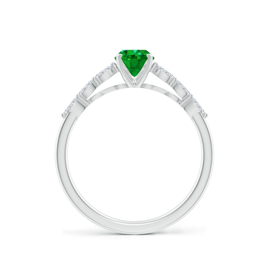 7x5mm AAAA Oval Emerald Engagement Ring with Marquise Diamonds in White Gold side 199