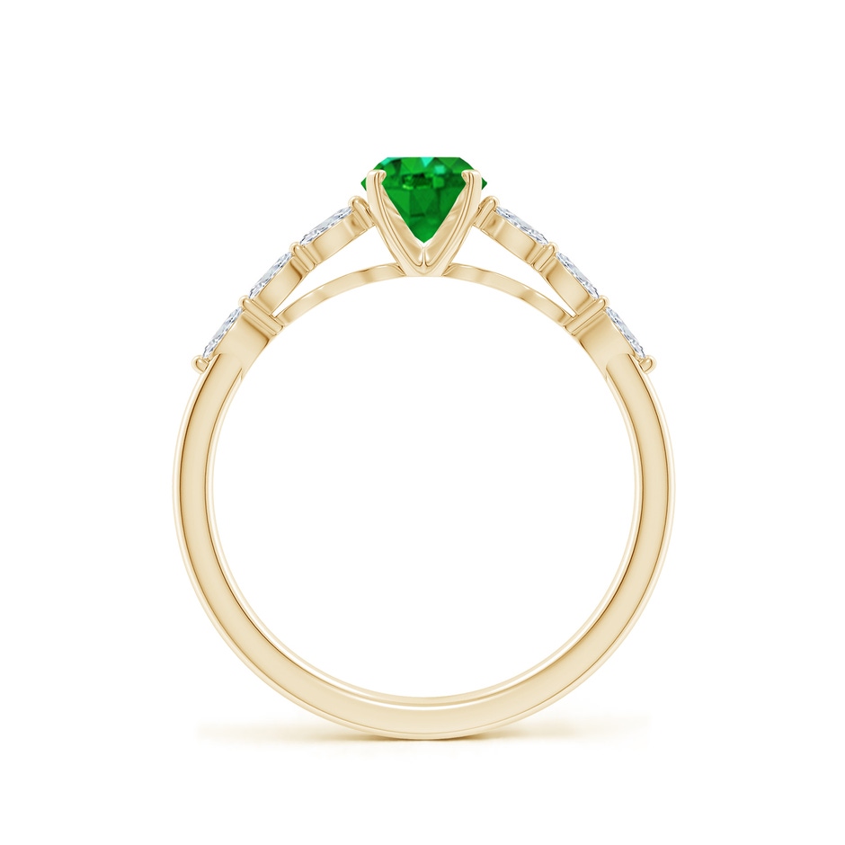 7x5mm AAAA Oval Emerald Engagement Ring with Marquise Diamonds in Yellow Gold side 199