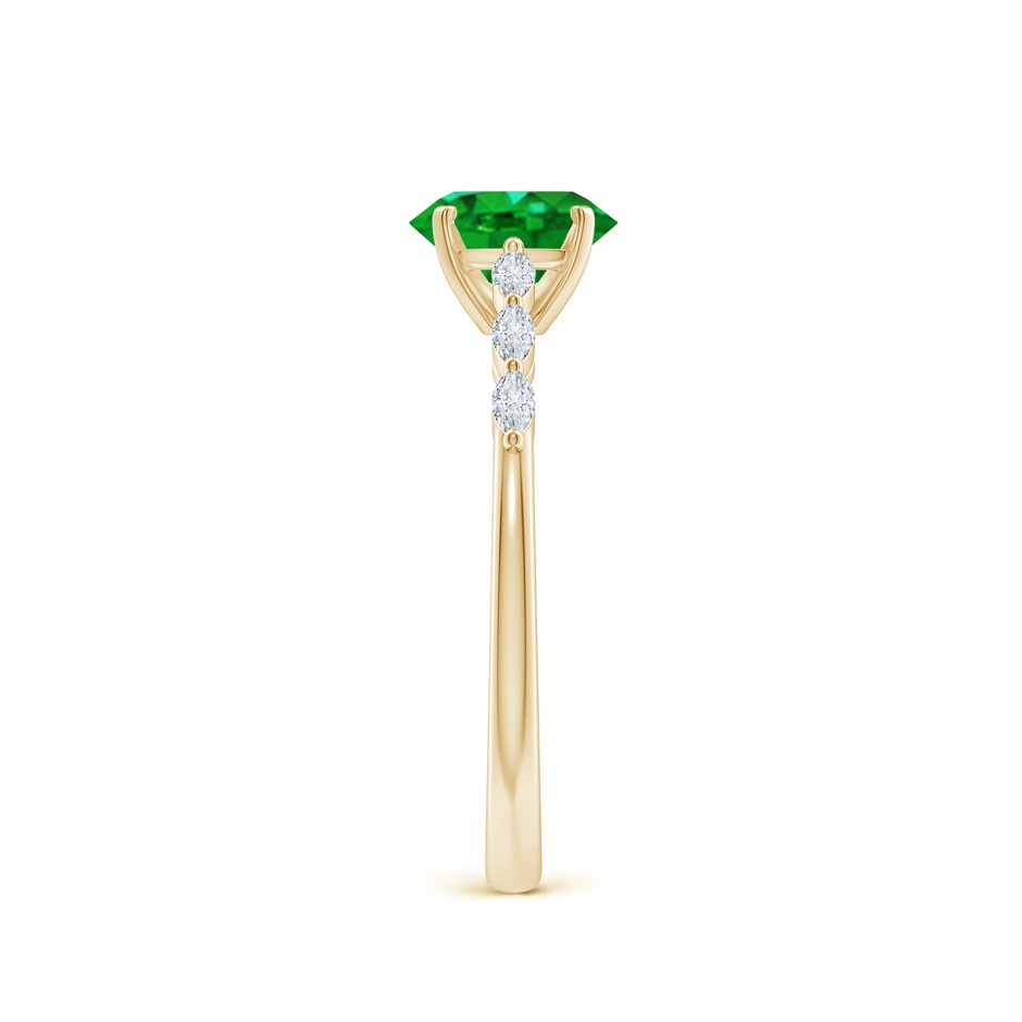 7x5mm AAAA Oval Emerald Engagement Ring with Marquise Diamonds in Yellow Gold side 299