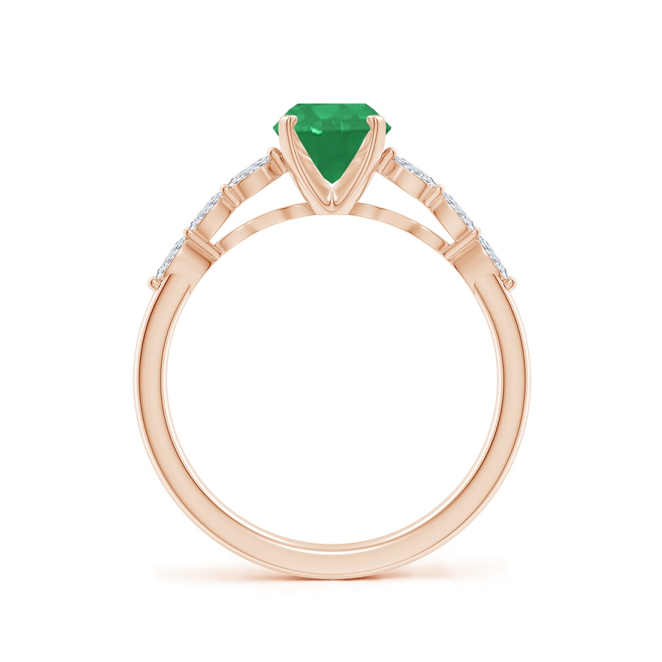 8x6mm A Oval Emerald Engagement Ring with Marquise Diamonds in Rose Gold side 199
