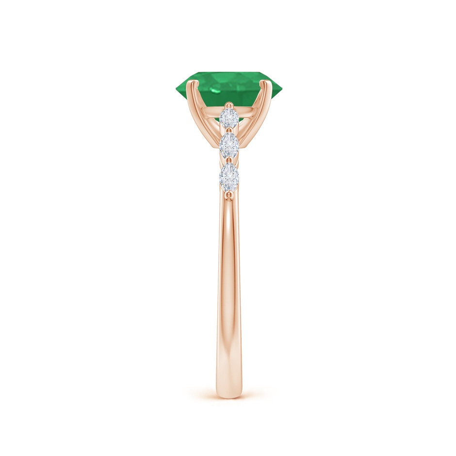 8x6mm A Oval Emerald Engagement Ring with Marquise Diamonds in Rose Gold side 299