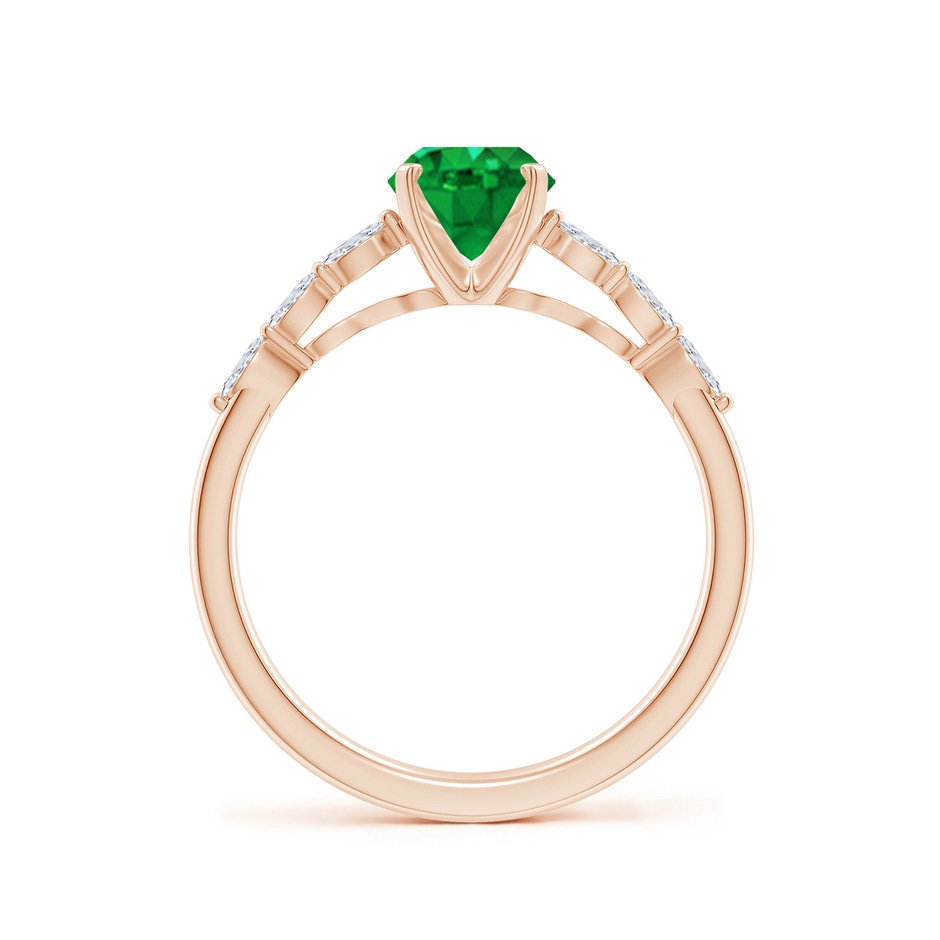 8x6mm AAA Oval Emerald Engagement Ring with Marquise Diamonds in Rose Gold side 199