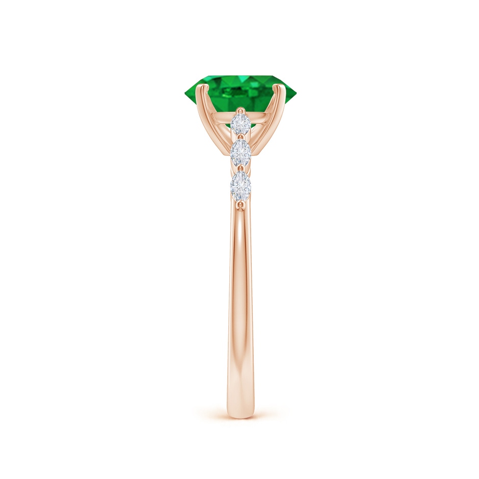 8x6mm AAA Oval Emerald Engagement Ring with Marquise Diamonds in Rose Gold side 299