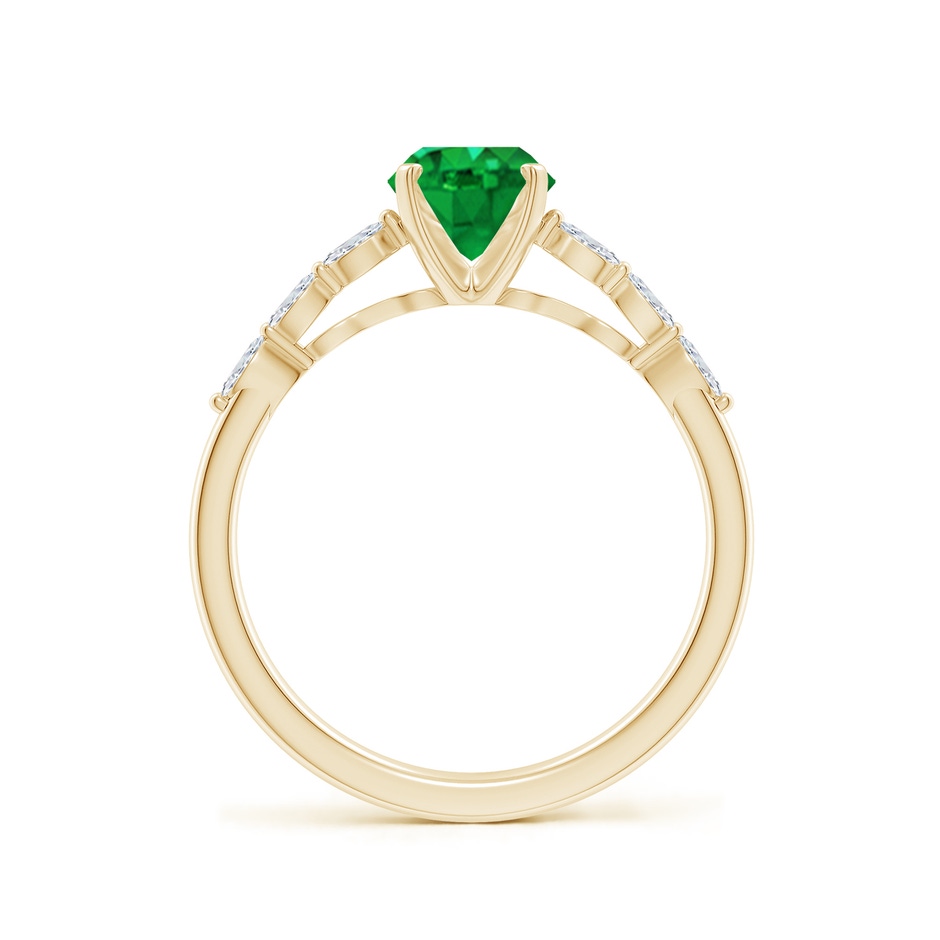 8x6mm AAA Oval Emerald Engagement Ring with Marquise Diamonds in Yellow Gold side 199