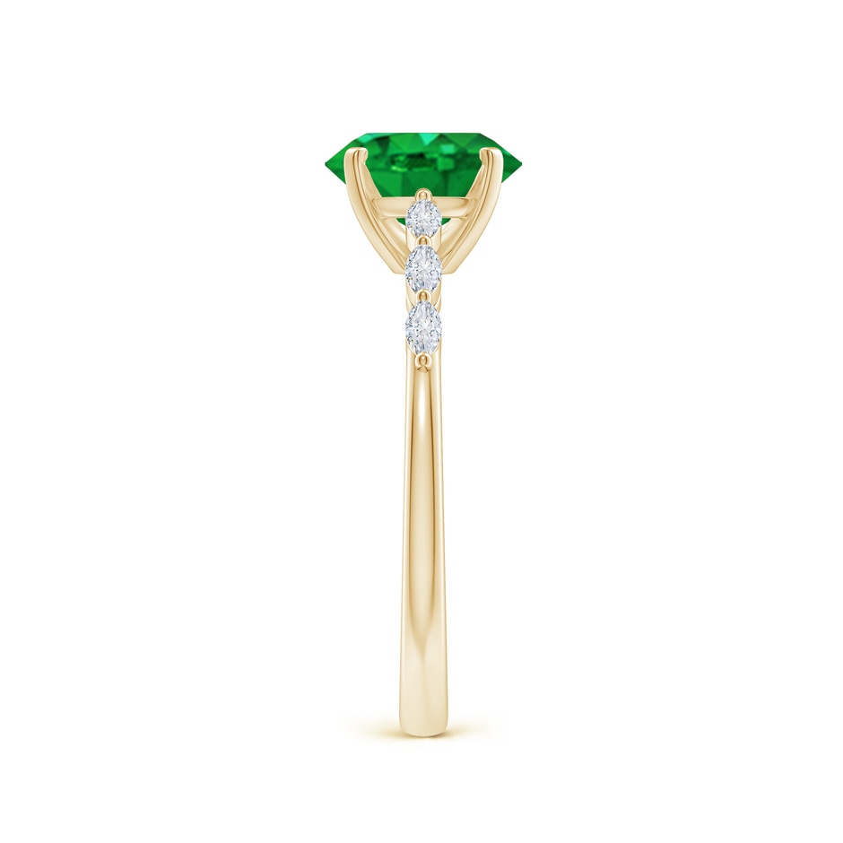 8x6mm AAA Oval Emerald Engagement Ring with Marquise Diamonds in Yellow Gold side 299