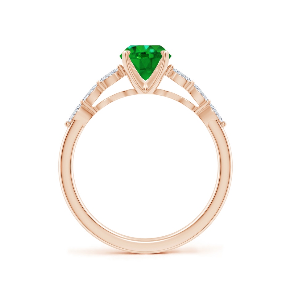 8x6mm AAAA Oval Emerald Engagement Ring with Marquise Diamonds in 18K Rose Gold side 199