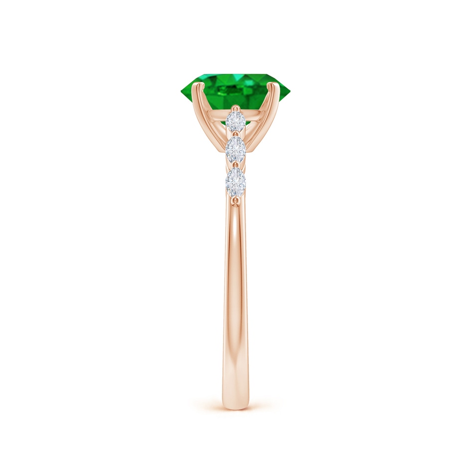 8x6mm AAAA Oval Emerald Engagement Ring with Marquise Diamonds in 18K Rose Gold side 299