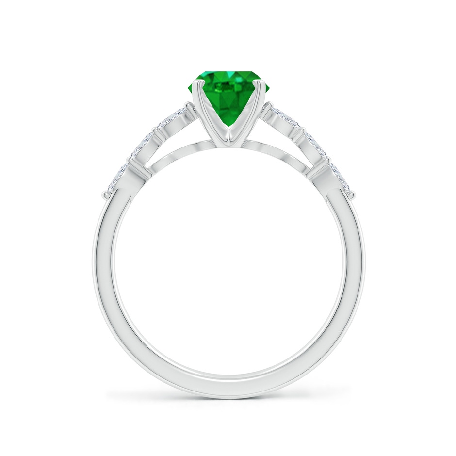8x6mm AAAA Oval Emerald Engagement Ring with Marquise Diamonds in White Gold side 199