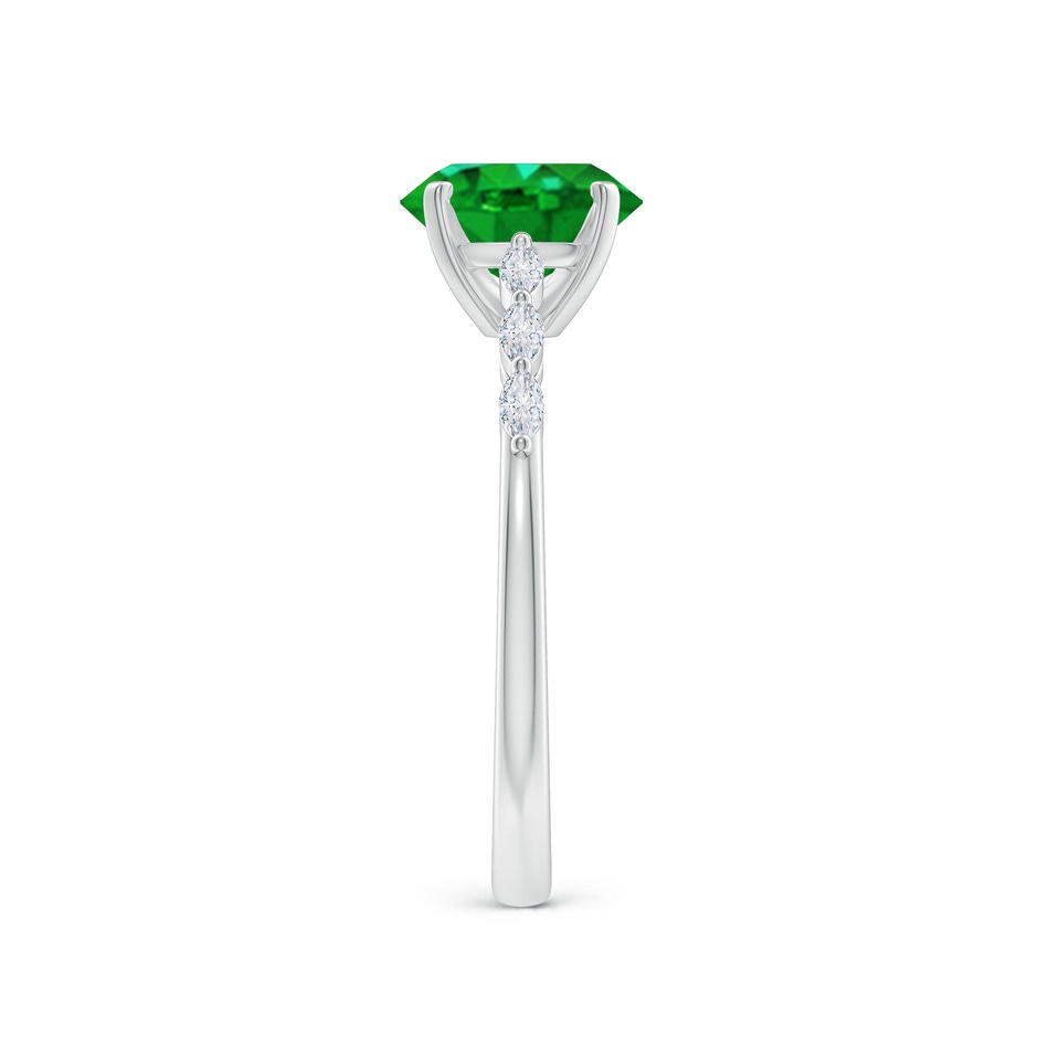 8x6mm AAAA Oval Emerald Engagement Ring with Marquise Diamonds in White Gold side 299