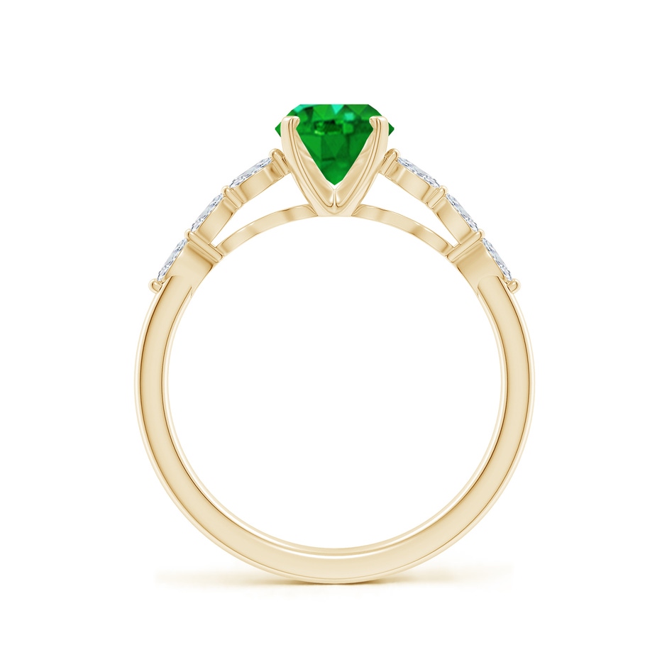 8x6mm AAAA Oval Emerald Engagement Ring with Marquise Diamonds in Yellow Gold side 199