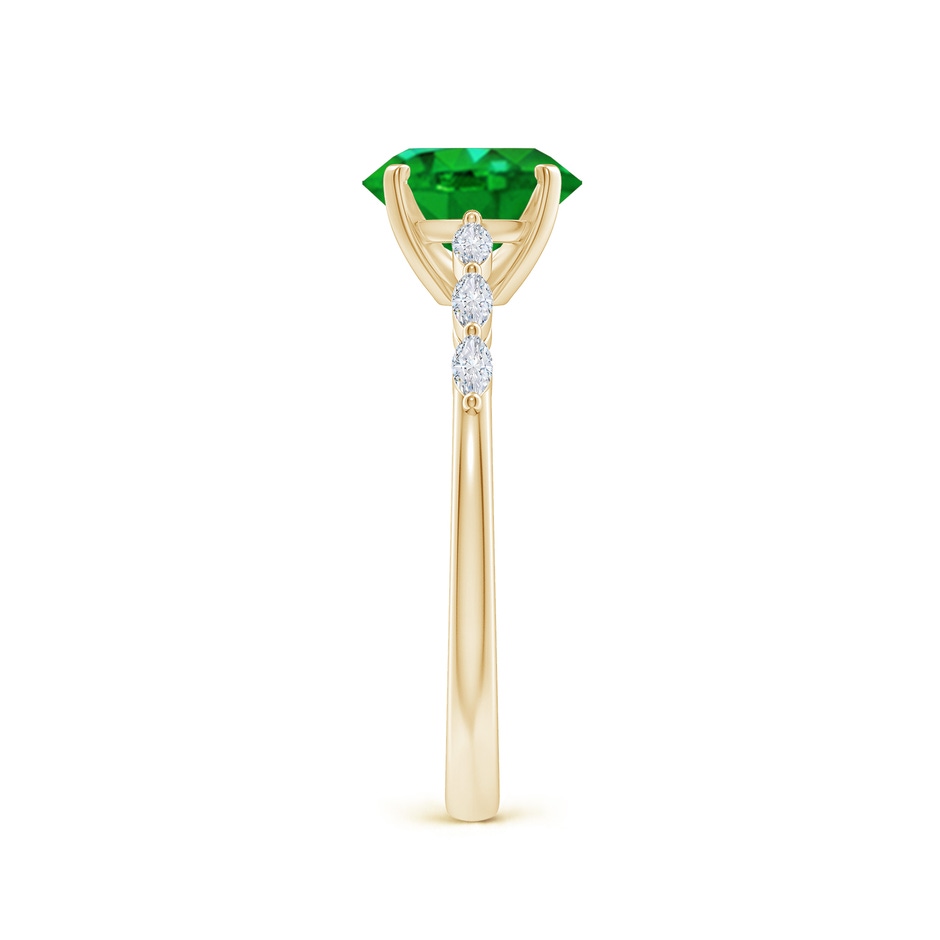 8x6mm AAAA Oval Emerald Engagement Ring with Marquise Diamonds in Yellow Gold side 299