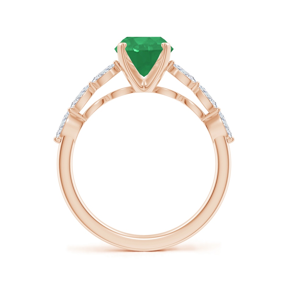 9x7mm A Oval Emerald Engagement Ring with Marquise Diamonds in Rose Gold side 199