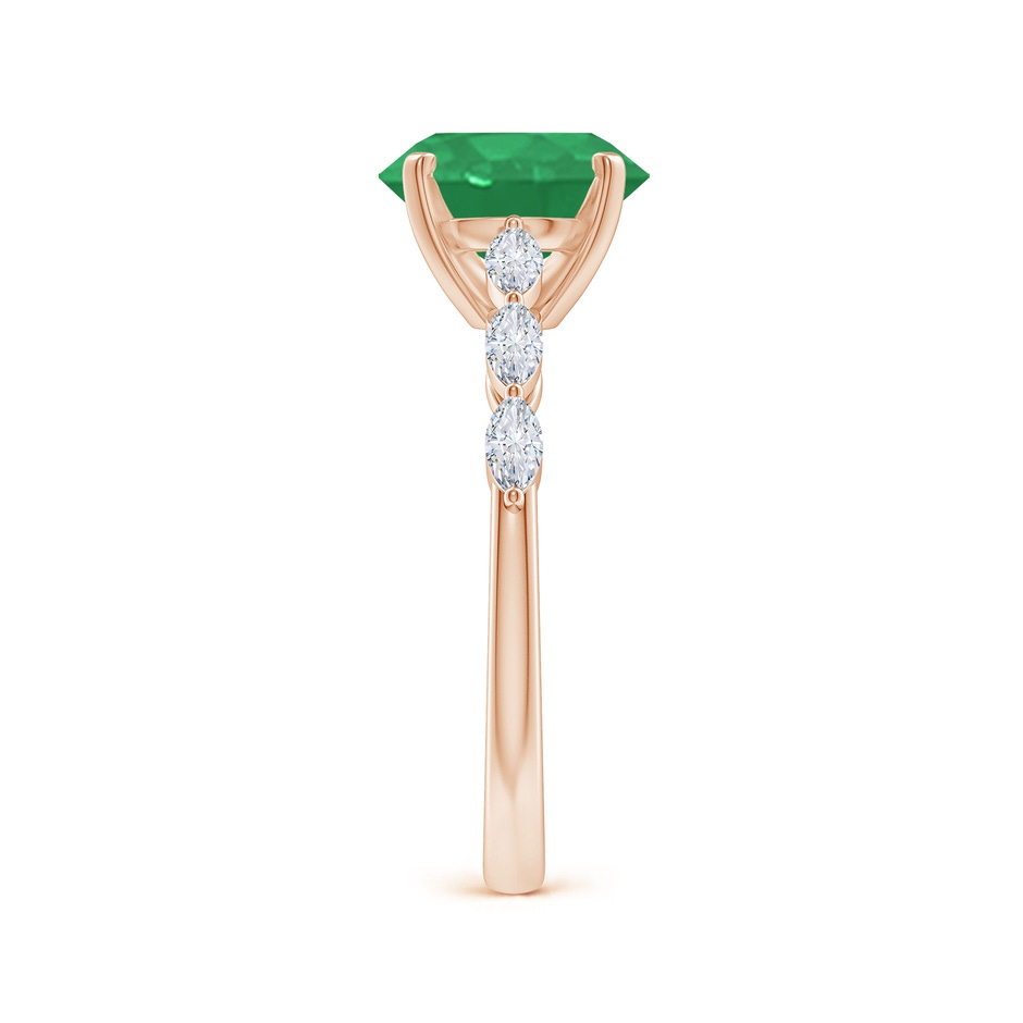 9x7mm A Oval Emerald Engagement Ring with Marquise Diamonds in Rose Gold side 299