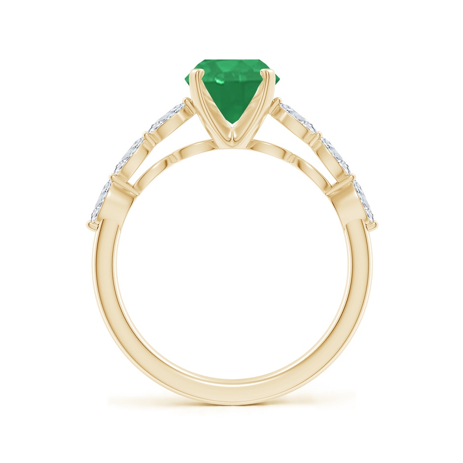 9x7mm A Oval Emerald Engagement Ring with Marquise Diamonds in Yellow Gold side 199