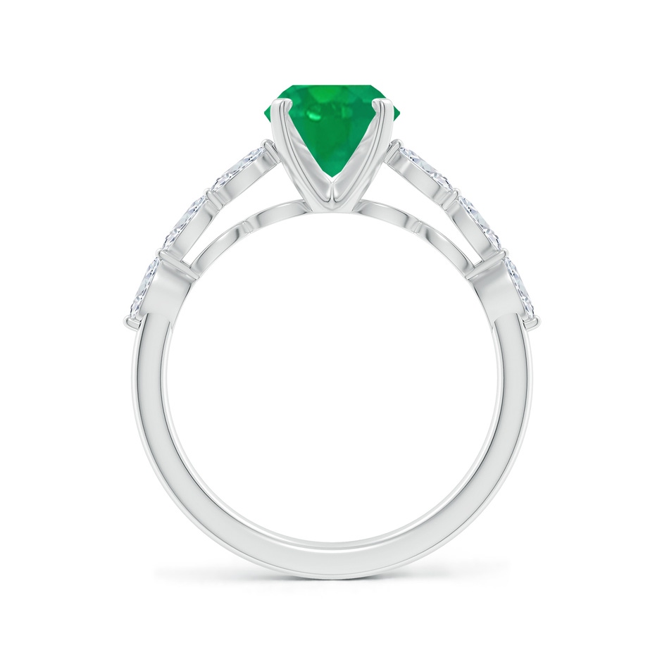 9x7mm AA Oval Emerald Engagement Ring with Marquise Diamonds in P950 Platinum side 199