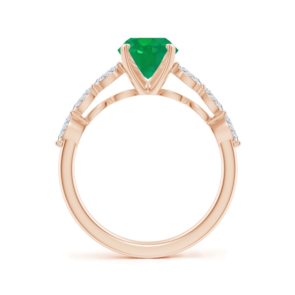 9x7mm AA Oval Emerald Engagement Ring with Marquise Diamonds in Rose Gold side 199