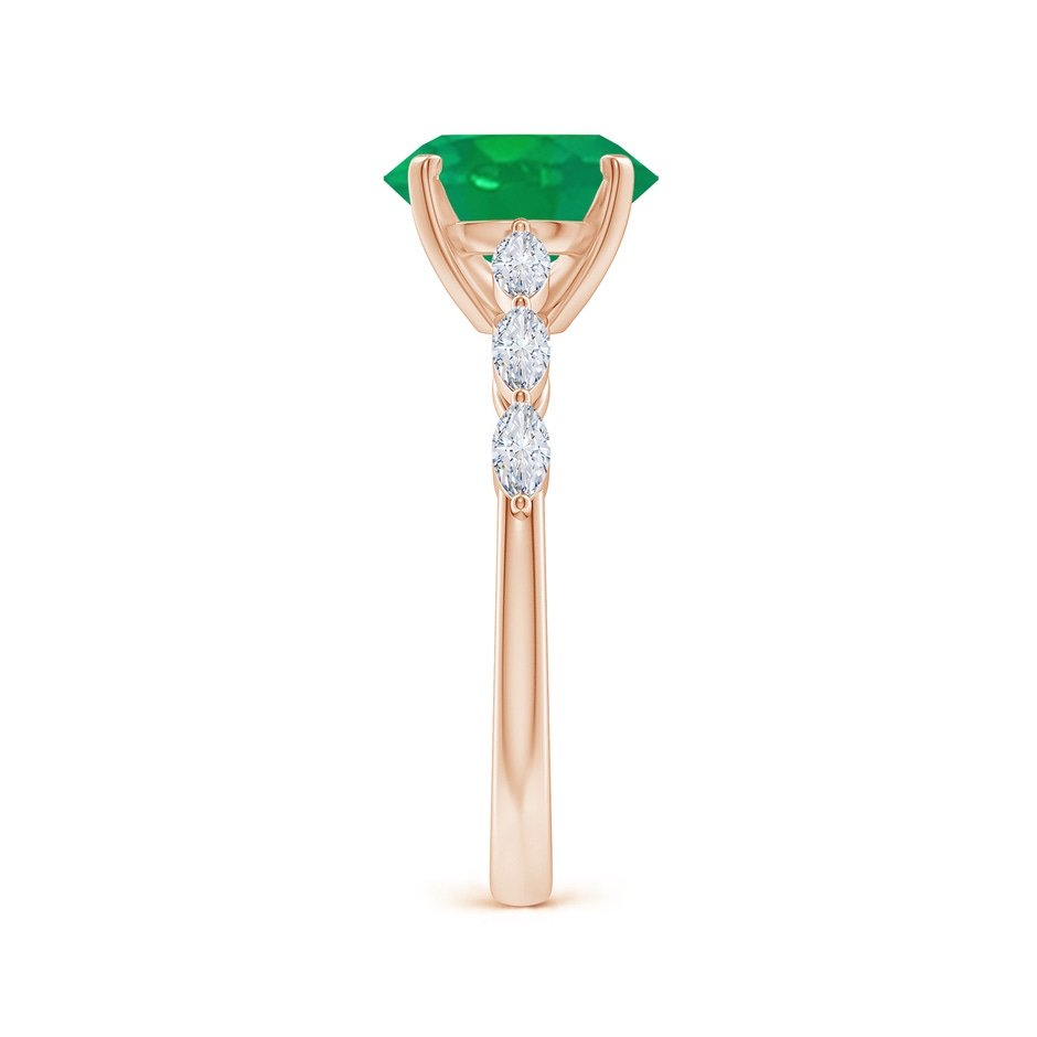 9x7mm AA Oval Emerald Engagement Ring with Marquise Diamonds in Rose Gold side 299