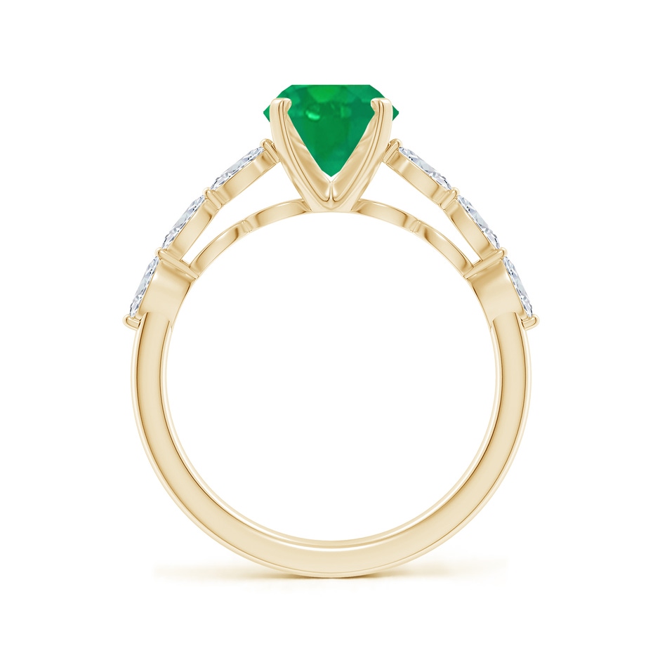 9x7mm AA Oval Emerald Engagement Ring with Marquise Diamonds in Yellow Gold side 199