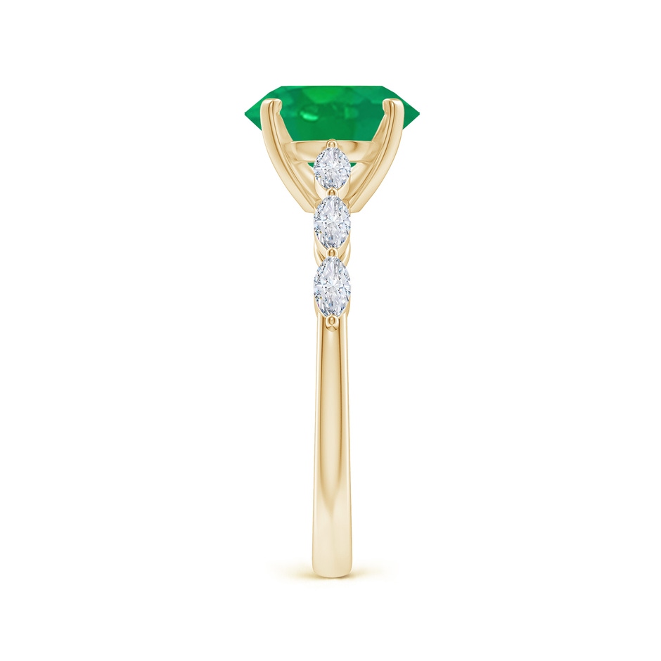 9x7mm AA Oval Emerald Engagement Ring with Marquise Diamonds in Yellow Gold side 299